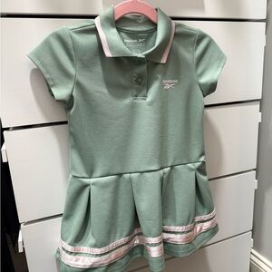Reebok Kids Polo Dress in Green with Pink Trim